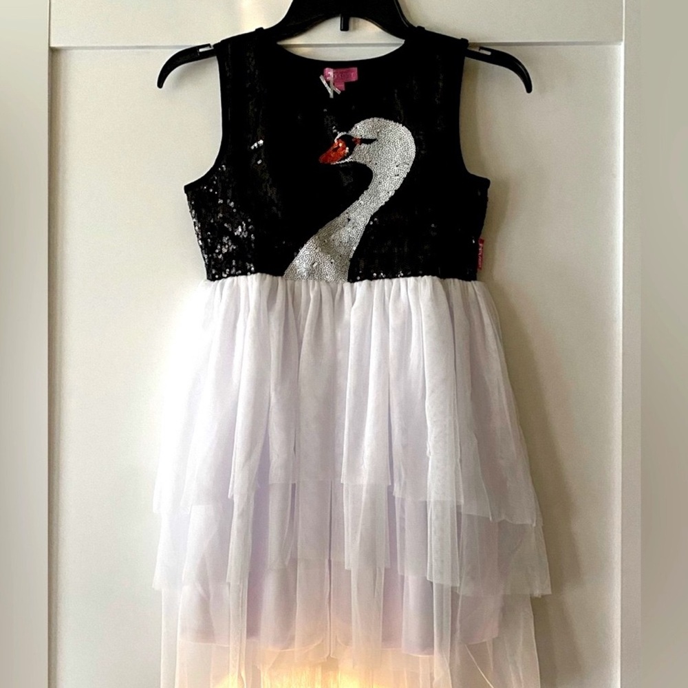 Jojos Closet Elegant Black and White Swan Dress